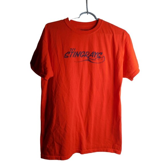 Electric Orange Sz L Tee T-Shirt Cotton blend Stingrays Gildan Dry Blend YMCA #2 - Picture 1 of 6